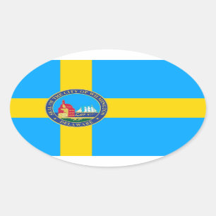 Sticker Ovale Drapeau de la ville de Wilmington, Delaware