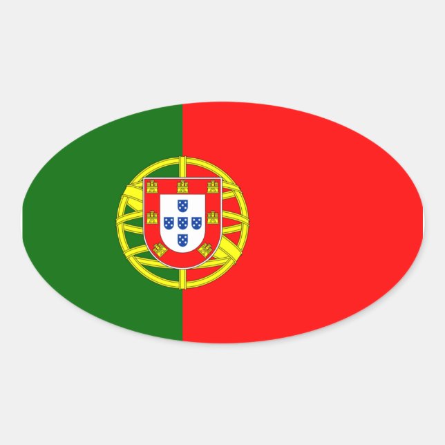 Sticker Ovale Drapeau de l'Autocollant ovale Portugal (Devant)