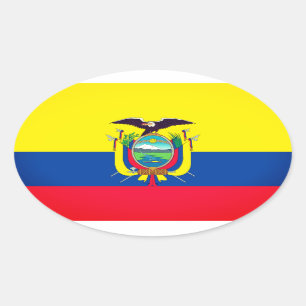 Sticker Ovale Drapeau de l'Équateur