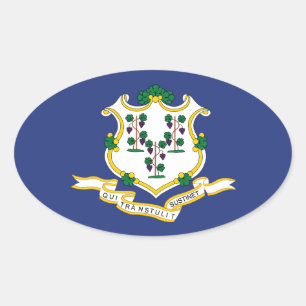 Sticker Ovale Drapeau de l'État du Connecticut