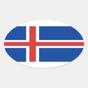 Sticker Ovale Drapeau de l'Islande