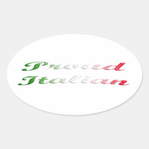 Sticker Ovale Drapeau de l'Italie. Fier italien.