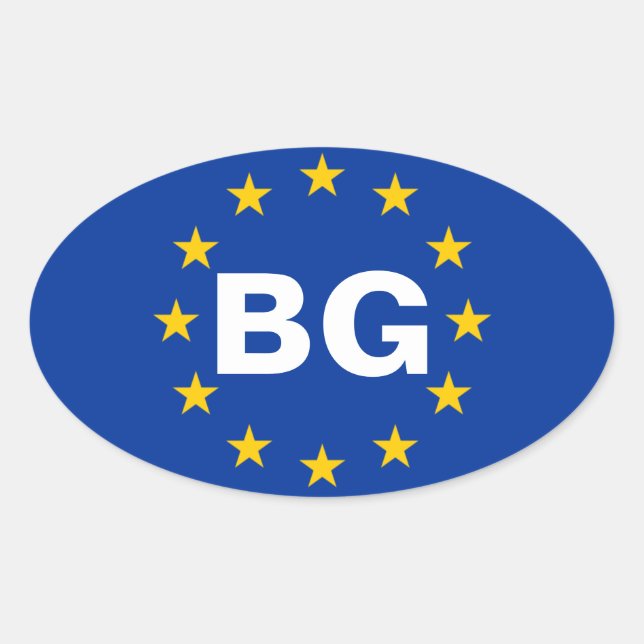Sticker Ovale Drapeau de l'Union européenne de la Bulgarie "BG" (Devant)