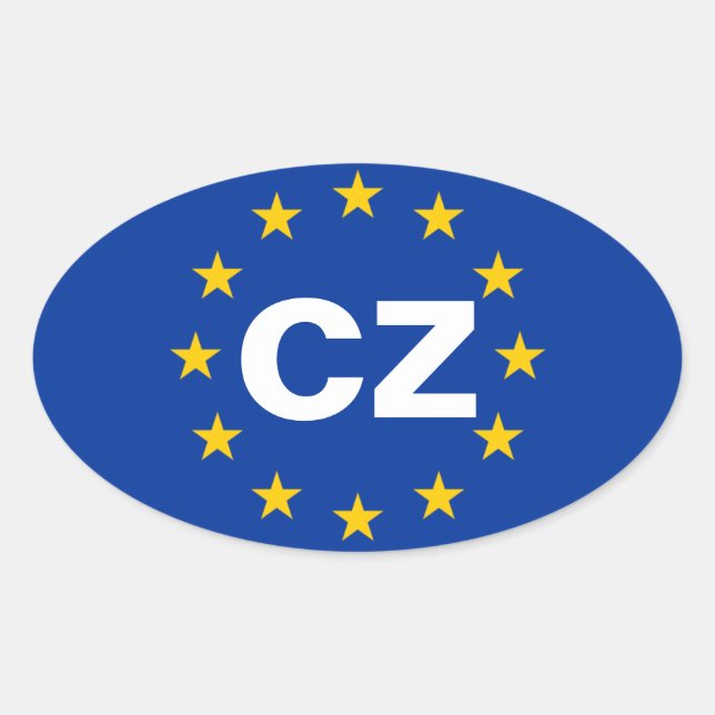 Sticker Ovale Drapeau de l'Union européenne de la République tch (Devant)