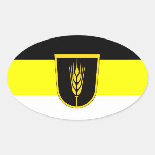 Sticker Ovale Drapeau de Wolgadeutsche (version noir/jaune/blanc