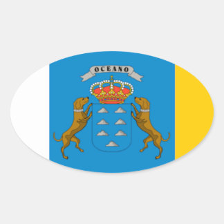 Sticker Ovale Drapeau des îles Canaries (Espagne)