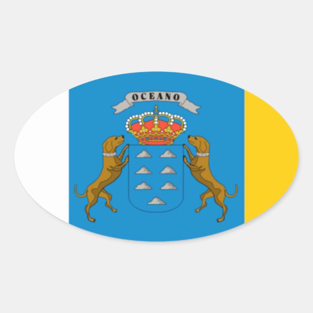 Sticker Ovale Drapeau des îles Canaries (Espagne) (Devant)