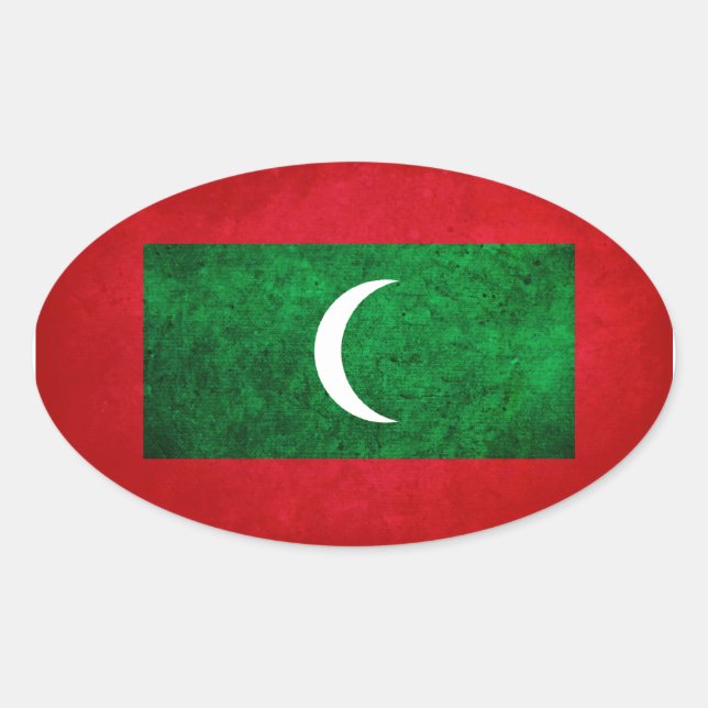 Sticker Ovale Drapeau des Maldives (Devant)
