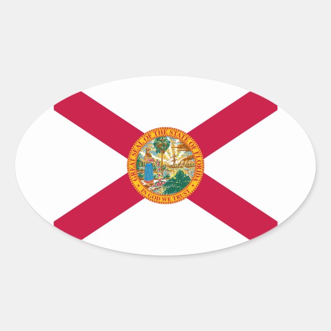 Sticker Ovale Drapeau d'État de Floride (Devant)
