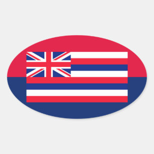 Sticker Ovale Drapeau d'État d'Hawaii