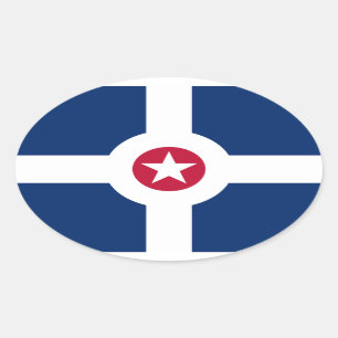 Sticker Ovale Drapeau d'Indianapolis, Indiana