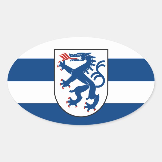 Sticker Ovale Drapeau d'Ingolstadt, Bavière - ALLEMAGNE (Devant)