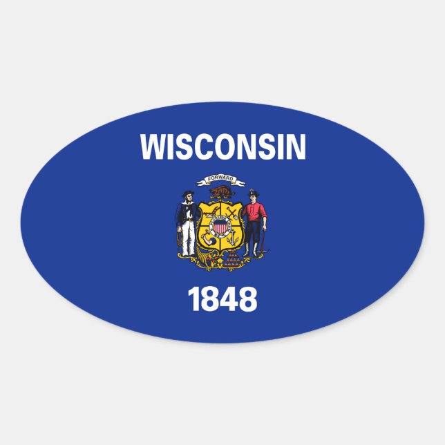 Sticker Ovale Drapeau du Wisconsin (Devant)