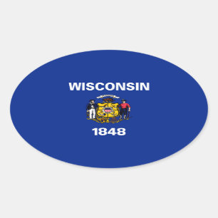 Sticker Ovale Drapeau du Wisconsin