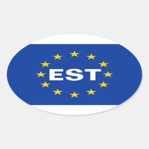 Sticker Ovale Drapeau d'Union européenne de QUATRE Estonie "est