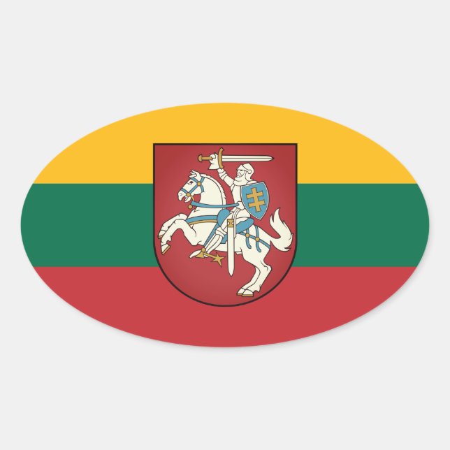 Sticker Ovale Drapeau et armoiries de Lituanie (Devant)
