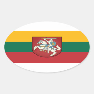 Sticker Ovale Drapeau et armoiries de Lituanie