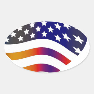 Sticker Ovale drapeau etats-unis coeur amour américain honneur t