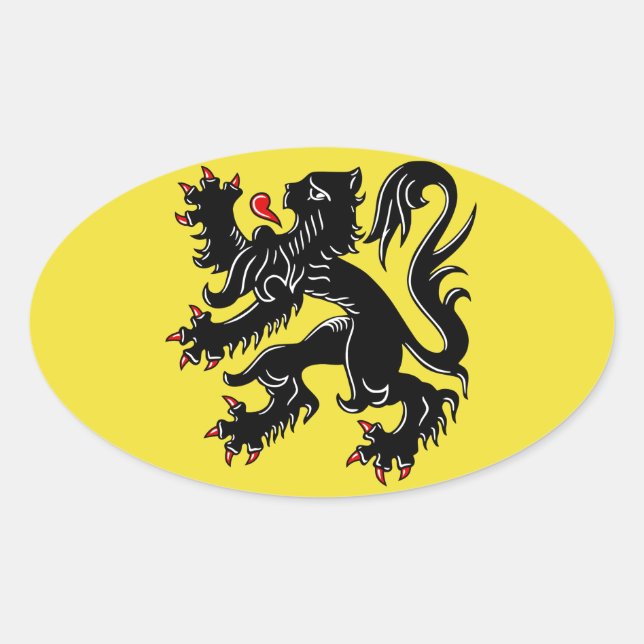 Sticker Ovale Drapeau Flandre (Belgique) (Devant)