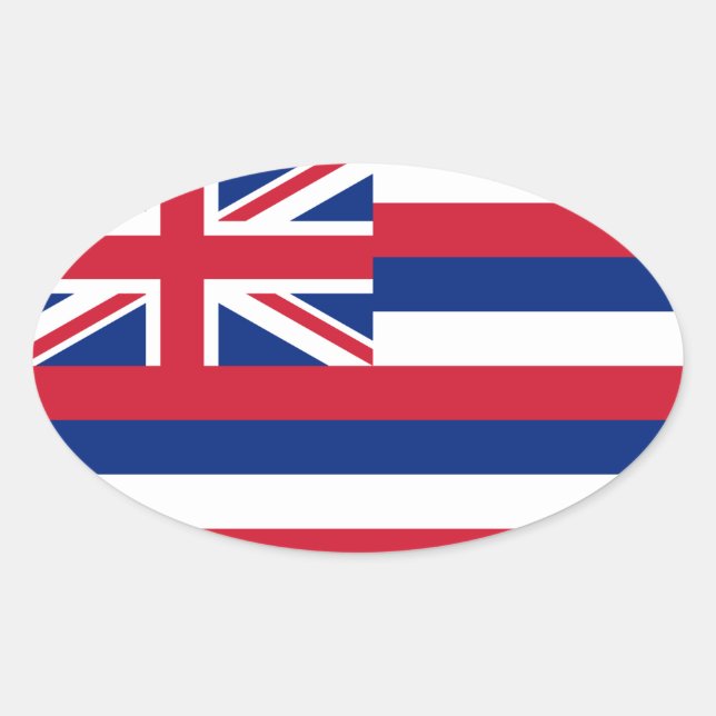 Sticker Ovale Drapeau Hawaï* de style euro ovale (Devant)