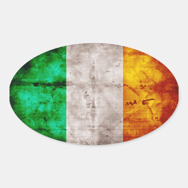Sticker Ovale Drapeau irlandais (Devant)