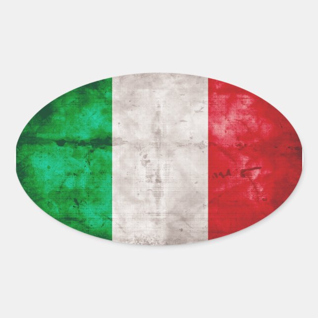 Sticker Ovale Drapeau italien (Devant)