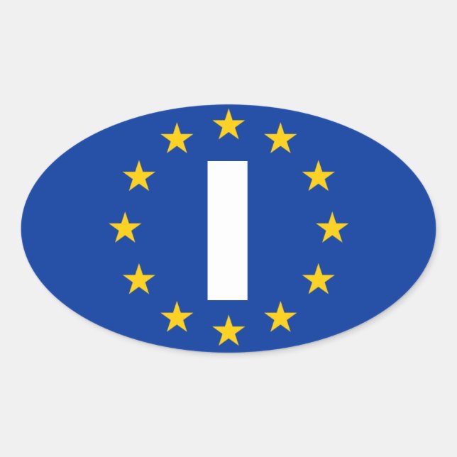 Sticker Ovale Drapeau italien "I" de l'Union européenne (Devant)