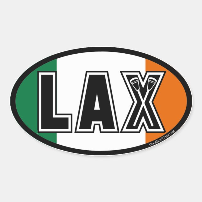 Sticker Ovale Drapeau Lacrosse Irlande (Devant)