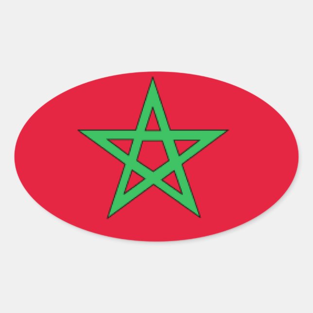 Sticker Ovale Drapeau Maroc (Devant)