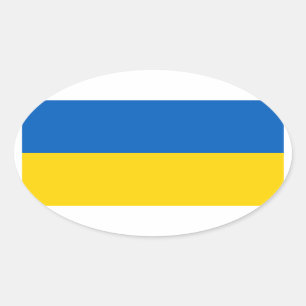 Sticker Ovale Drapeau national de l'Ukraine FOUR
