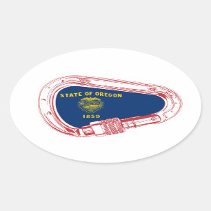 Sticker Ovale Drapeau Oregon Escalade carabiner