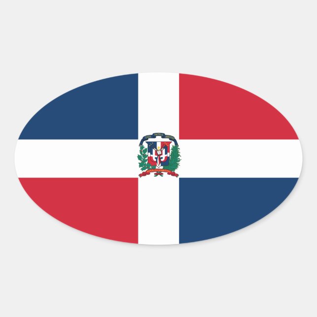 Sticker ovale Drapeau République Dominicaine (Devant)