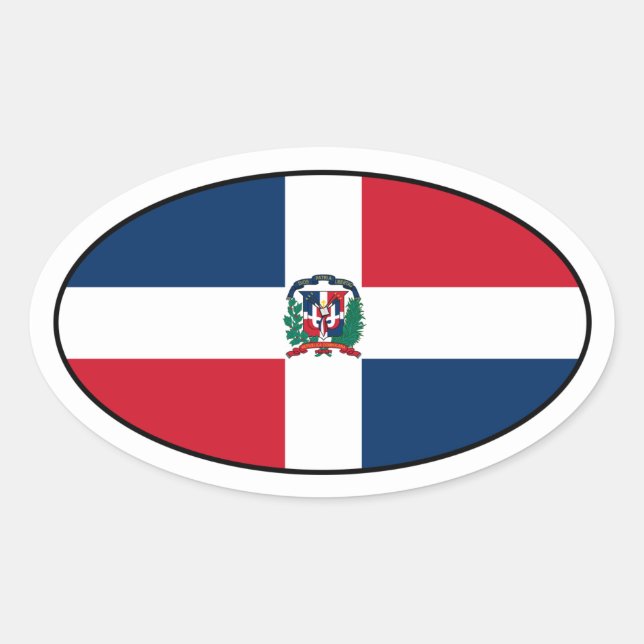 Sticker ovale Drapeau République Dominicaine (Devant)
