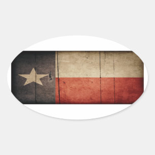 Sticker Ovale Drapeau robuste de Wood Texas