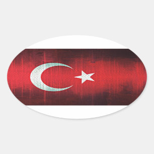 Sticker Ovale Drapeau stylisé de Turquie