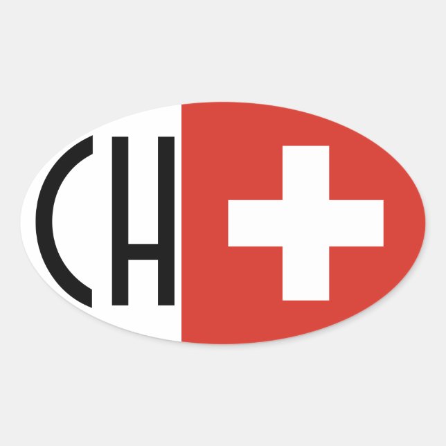 Sticker Ovale Drapeau suisse "CH" (Devant)