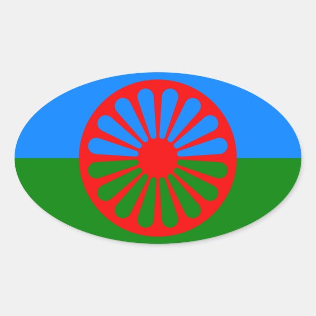 Sticker Ovale Drapeau tzigane (Devant)