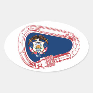 Sticker Ovale Drapeau Utah Escalade carabiner