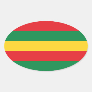 Sticker Ovale Drapeau vert, or (jaune) et rouge
