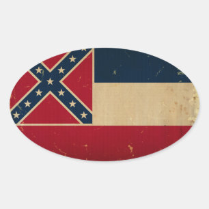 Sticker Ovale Drapeau VINTATE.png d'état du Mississippi
