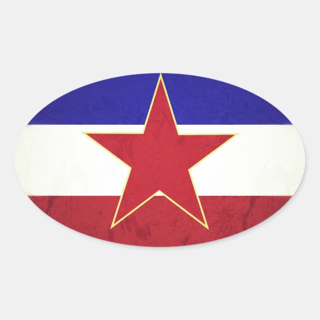 Sticker Ovale Drapeau Yougoslavie (Devant)