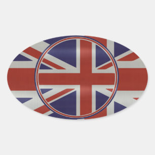 Sticker Ovale Drapeaux de prise d'union à effet métallique