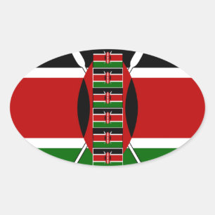 Sticker Ovale Drapeaux sans fil du Kenya Cadres frontaliers Art 