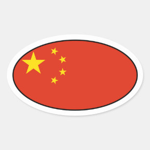 Sticker ovale du drapeau chinois