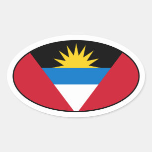 Sticker ovale du drapeau d'Antigua-et-Barbuda