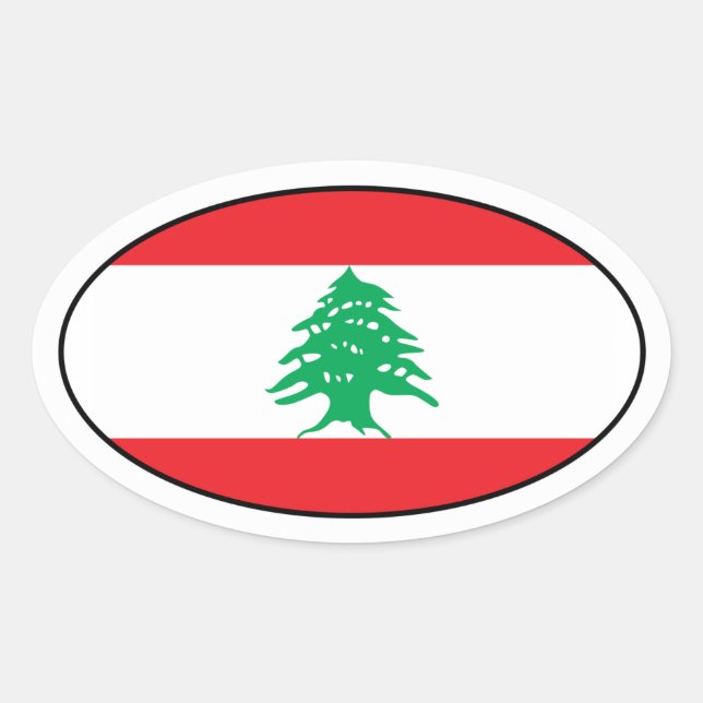 Sticker ovale du drapeau du Liban (Devant)