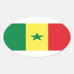 Sticker ovale du drapeau du Sénégal