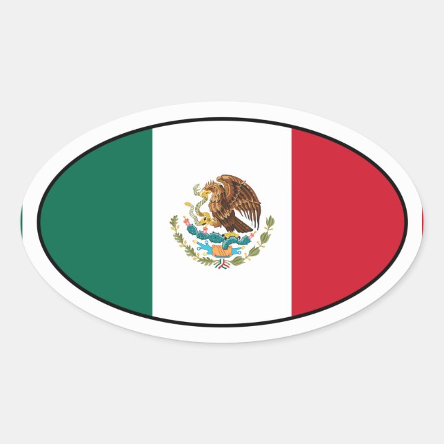 Sticker ovale du drapeau mexicain (Devant)