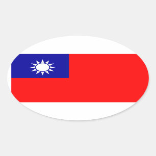 Sticker ovale du drapeau taïwanais
