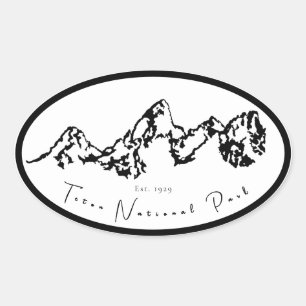 Sticker ovale du parc national de Teton